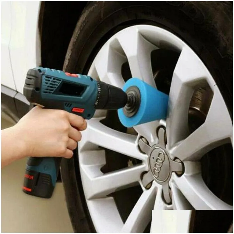 care products 5pcs/set sponge steel ring polishing door handle small area tapered car part mini machine auto accessory