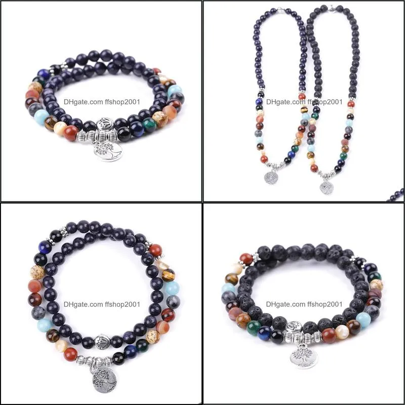 tree of life 6mm cosmic galaxy stone guard charm bracelet layers wrap women men blue sand long bracelets jewelry