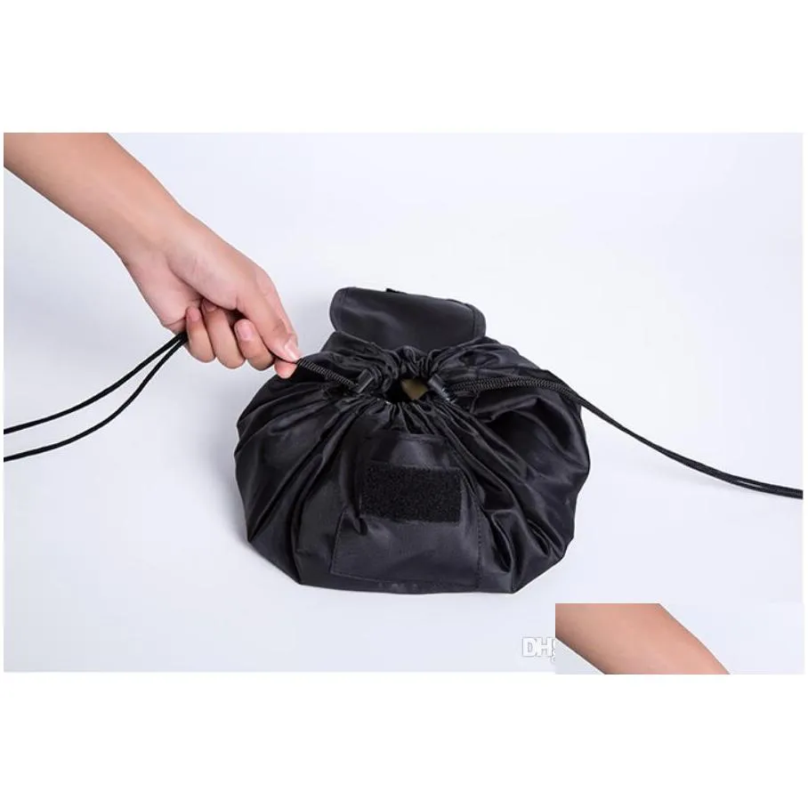 creative lazy cosmetic bag large capacity portable drawstring storage artifact magic travel pouch simple cosmetic bag