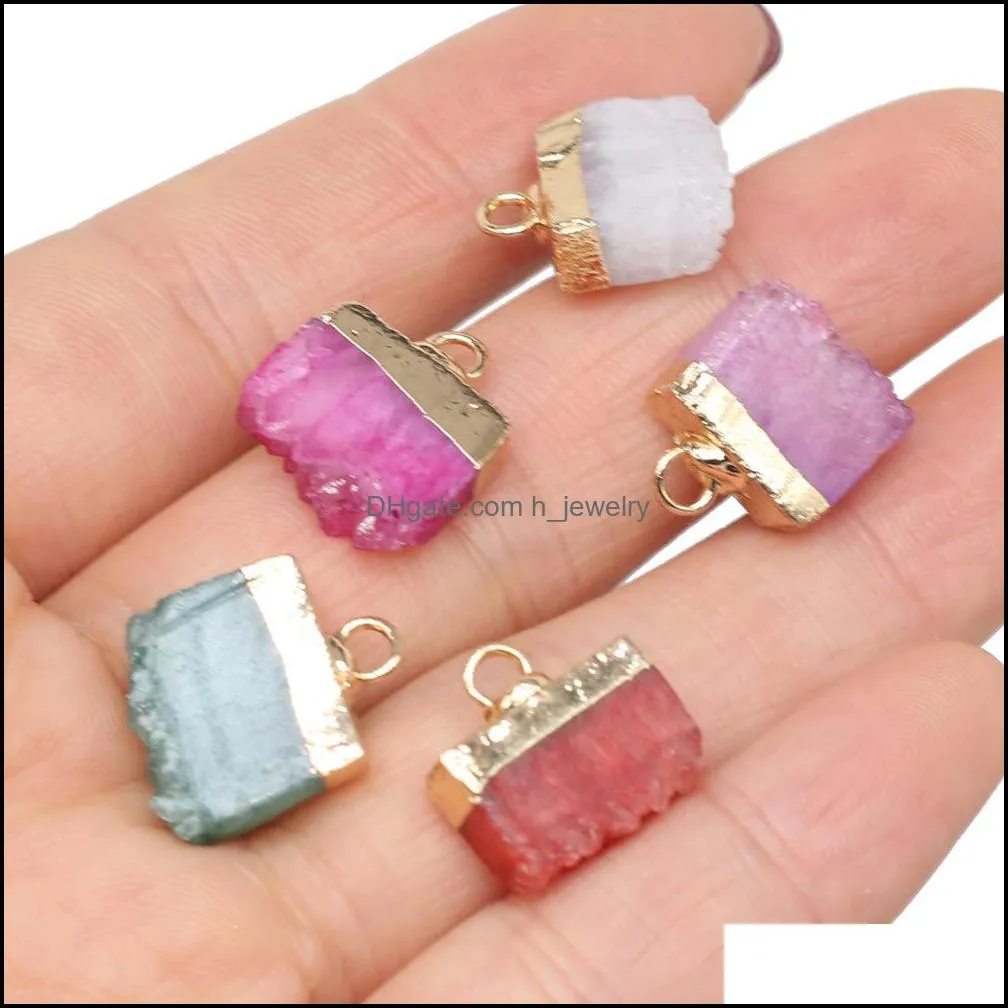 irregular cluster druzy drusy charms quartz healing reiki crystal pendant diy necklace earrings women fashion jewelry finding hjewelry