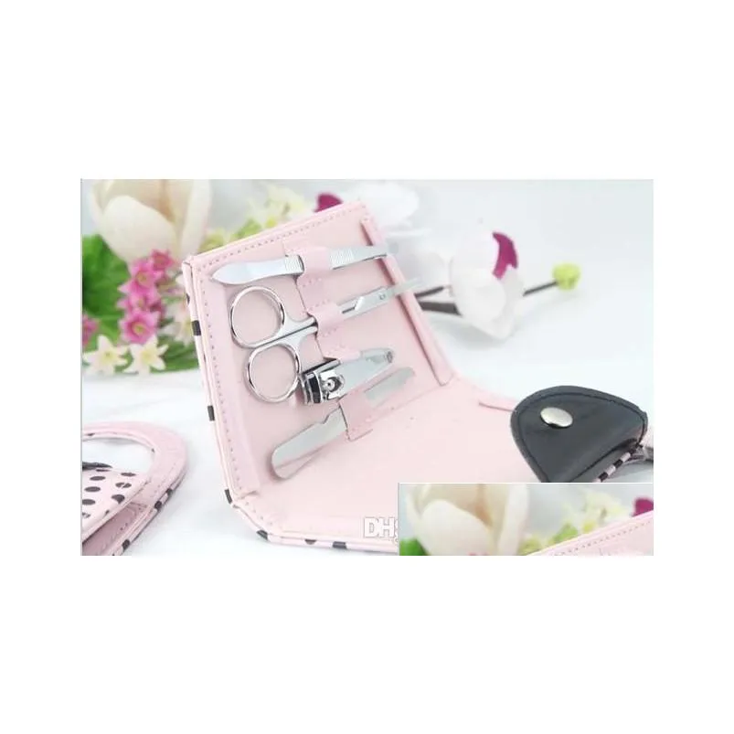 pink polka dot purse manicure set favor novelty wedding bridal shower valentines day gift party favors present