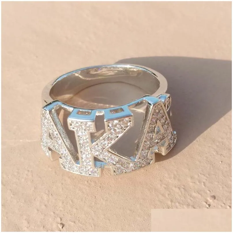 cluster rings high quality silver zircon greek aka sorority finger ring