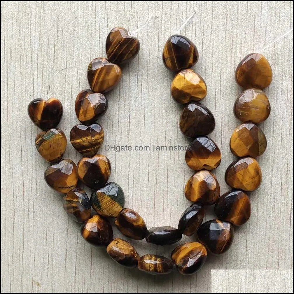 fashion 15mm heart natural tiger eye stone quartz cut faceted beads for jewelry makin jiaminstore