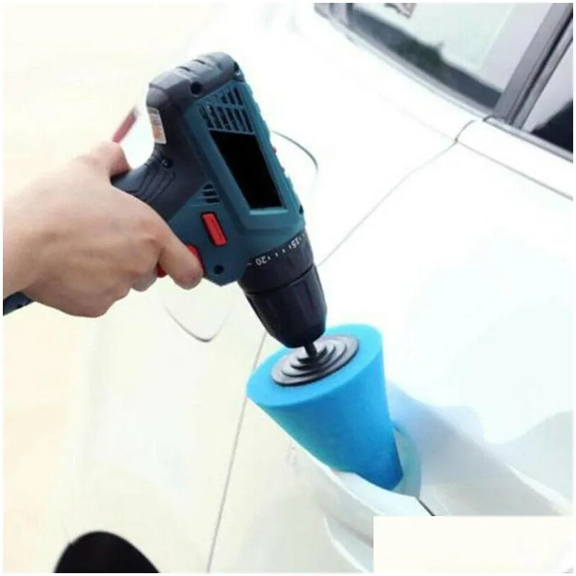 care products 5pcs/set sponge steel ring polishing door handle small area tapered car part mini machine auto accessory