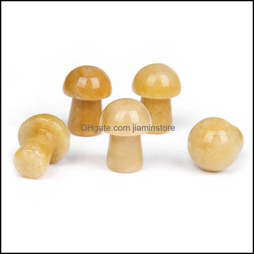 20mm yellow aventurine mini mushroom plant statue natural stone carving home decoration crystal polishing ge jiaminstore