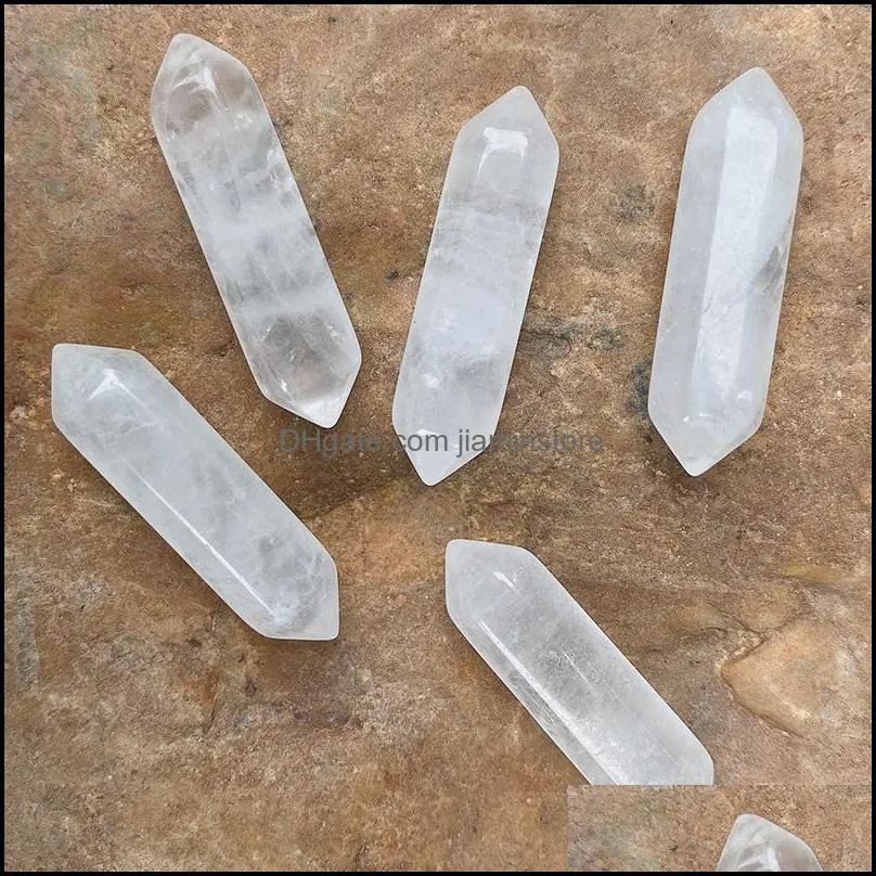 double head natural stone crystal stones rose quartz hexagon yoga energy bead chakra healing art craft decoration diy pend jiaminstore