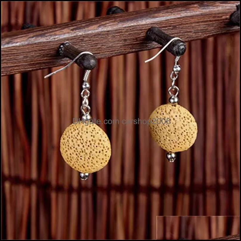 bronze retro lava stone charms earrings diy essential oil diffuser jewelry women volcanic beads earring