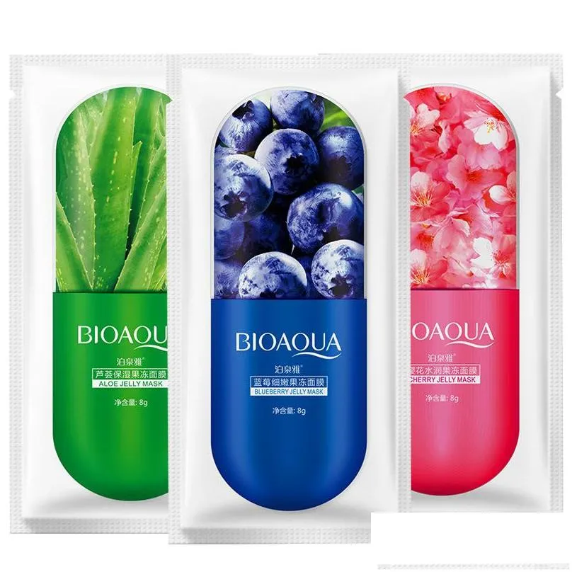 bioaqua jelly mask face care aloe blueberry cherry blossom three types optional moisturizing sleep jelly facial masks