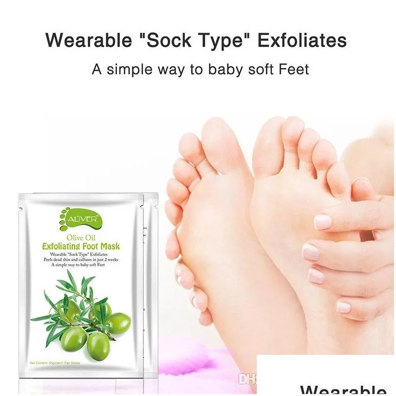 aliver avocado papaya olive oil exfoliating foot mask remove dead skin smooth for feet skin care