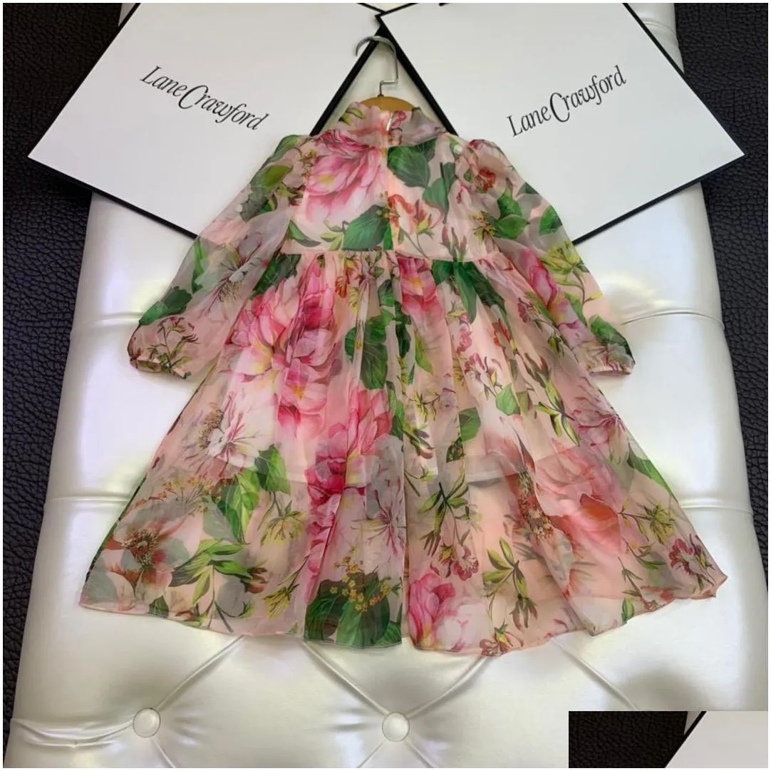 summer baby flowers dress spring kids girls bow long sleeve dresses sweet children clothes tops