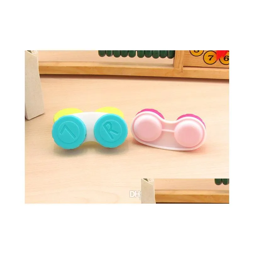 plastic portable mini contact lens case travel contact lens holder container with mirror easy carry for eyes care