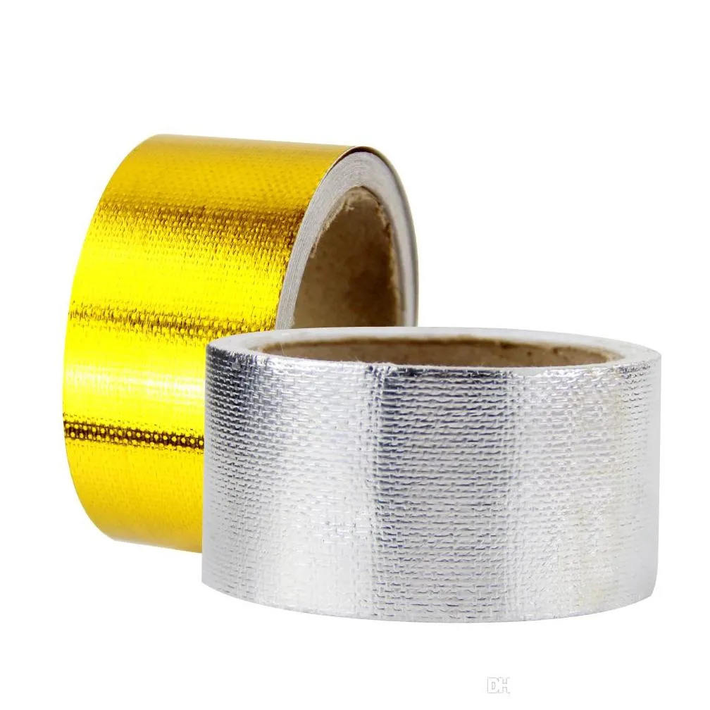 pqy racing 2x5 meter aluminum reinforced tape adhesive backed heat shield resistant wrap intake gold silver pqy1613