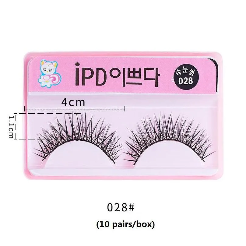 10 pairs/box korean style cat ipd false eyelashes pure handmade natural thick long eye lashes