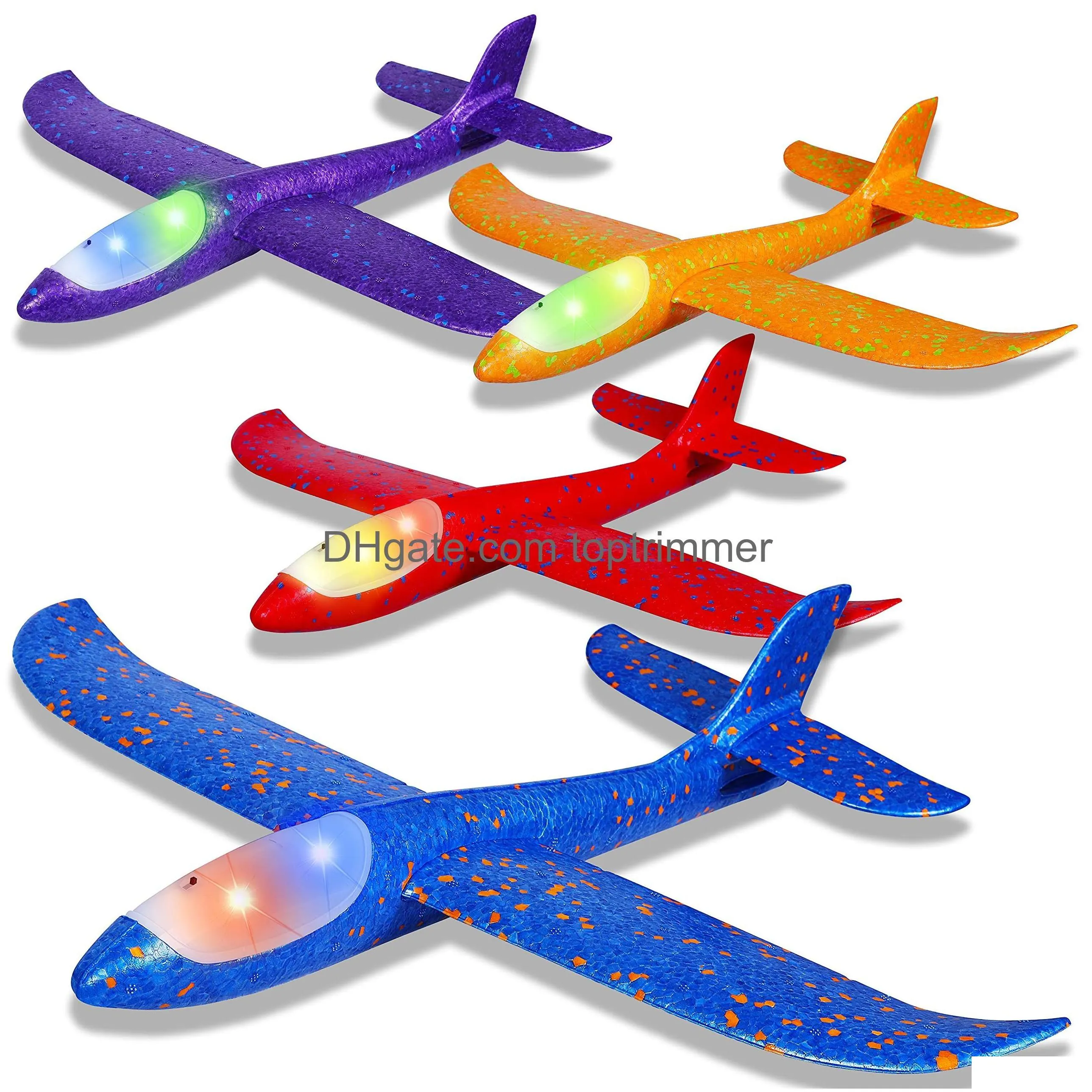 Led Flying Toys Ijo Light Airplane Toys17 5 Large Throwing Foam Plane2 Flight Modes Glider Planeoutdoor For Kidsflying Gift Boys Girl