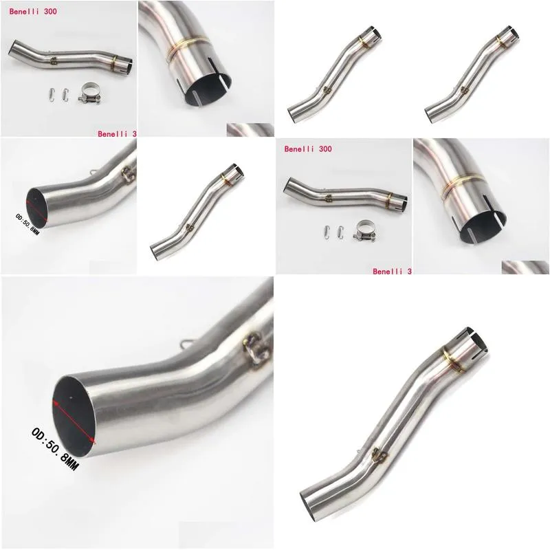 motorcycle exhaust system slip on middle link pipe mid connect tube stainless steel for benelli300 all years