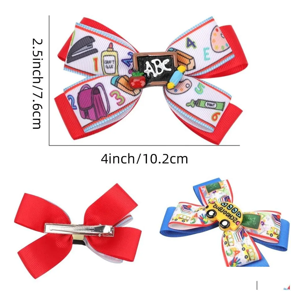 6pcs/lot 4 /4.5 back to school hair bows band for girls pencil  clips hairpins students accessories children headwear