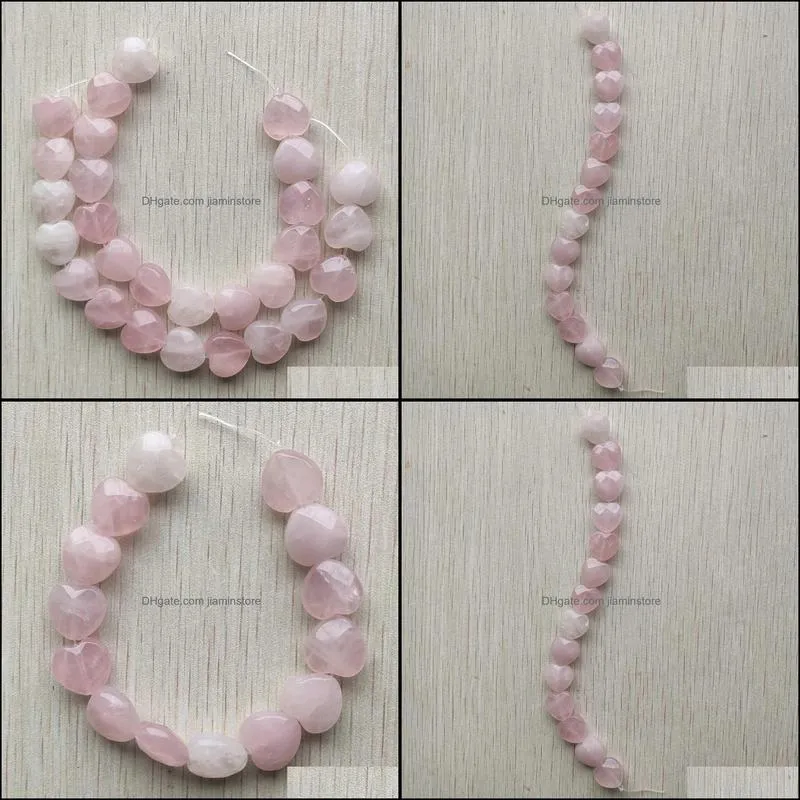 fashion 15mm heart natural pink rose quartz stone cut faceted beads for jewelry makin jiaminstore