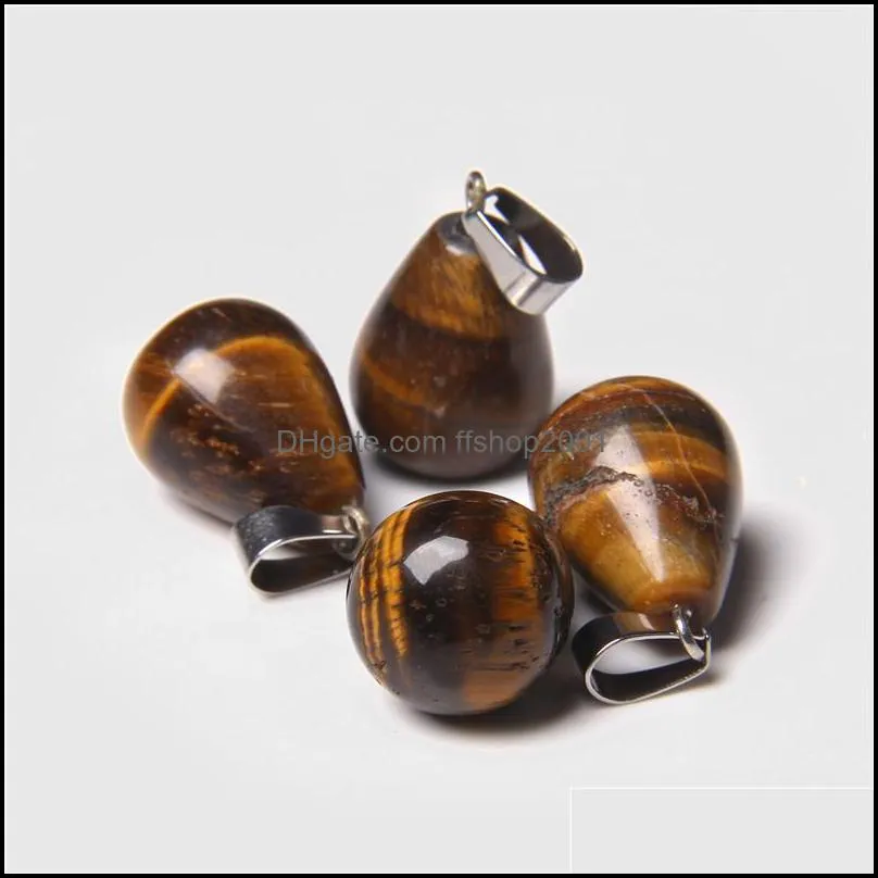 healing mixed natural stone water drop pendants charms fit necklace for diy jewelry making 14x20mm handmade jewelry ffshop2001