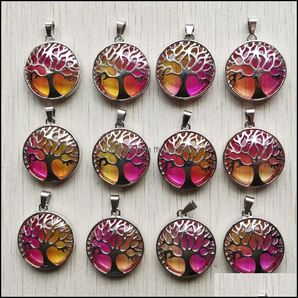 fashion colorfull glass alloy tree of life charms pendants for jewelry diy necklace accessories marking ffshop2001