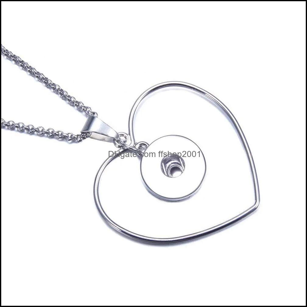 noosa snap button jewelry heart circle pendant snap necklace with link / leather chain fit 18mm snap necklace jewelry women
