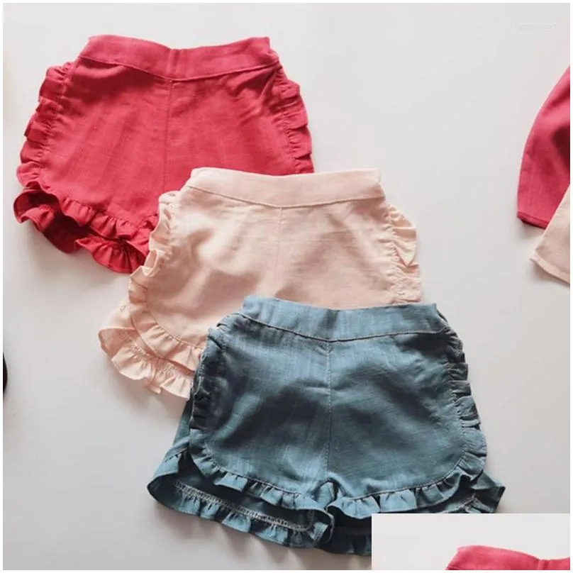 clothing sets summer 05yrs korean style baby girl set cotton linen solid color sleeve tshirt shorts kids clothes suit
