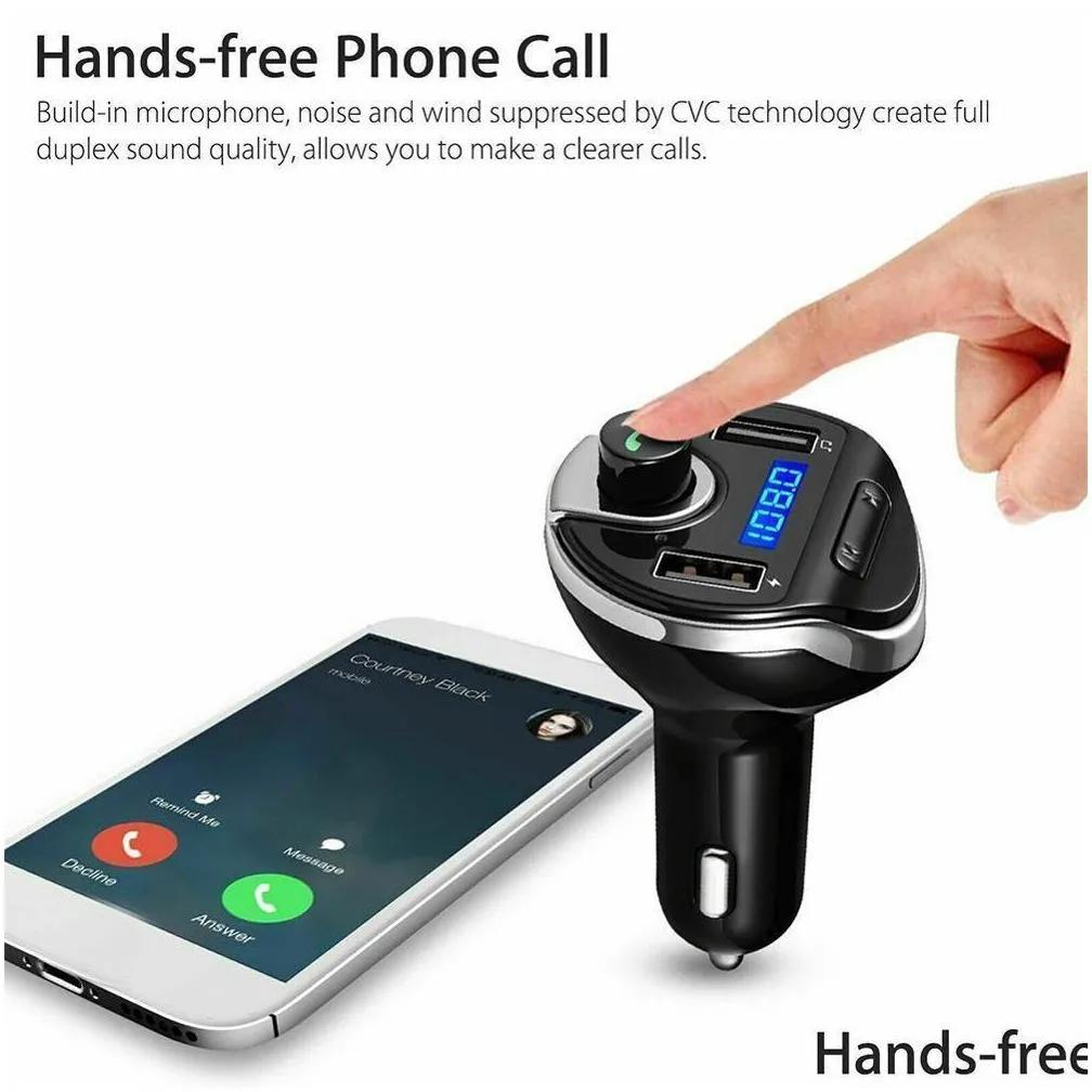 fm transmitter aux modulator bluetooth hands car kit car audio mp3 player dual usb car  with 3.1a quick charge