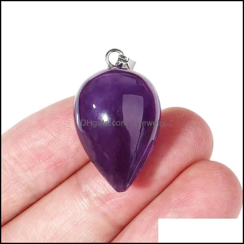 natural amethysts circular cone shape crystal rose quartz stone charms waterdrop pendants for jewelry makin hjewelry