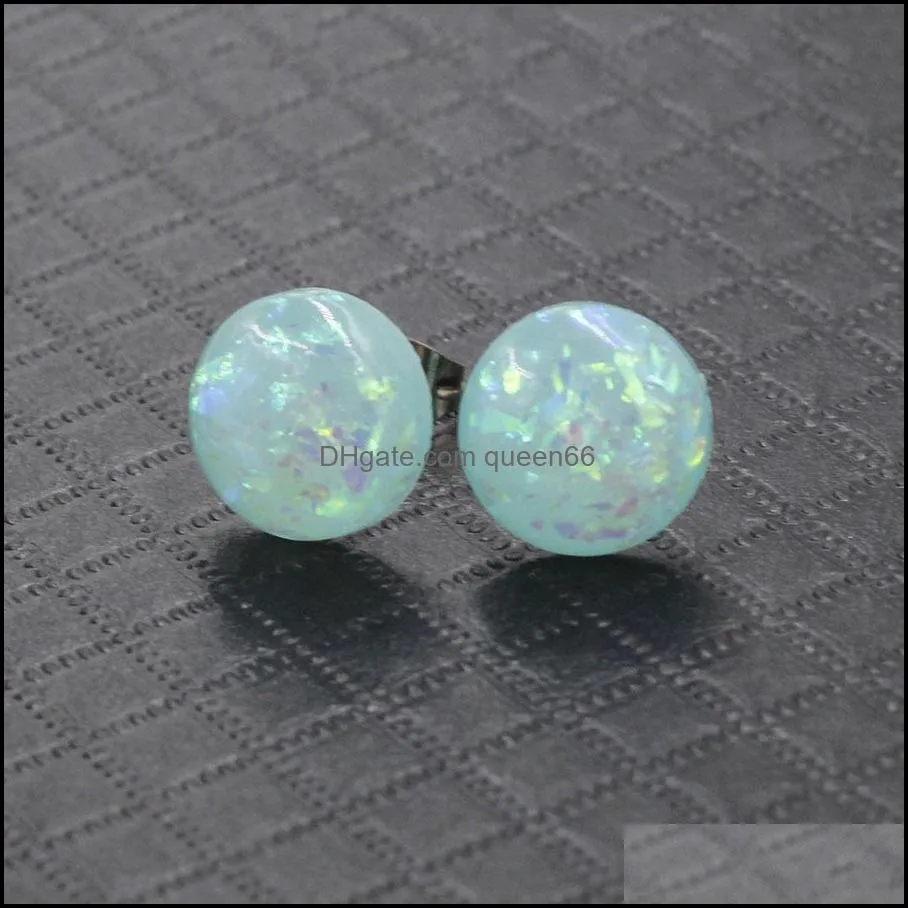 fashion 12mm druzy drusy resin opal earrings handmade stud for women jewelry