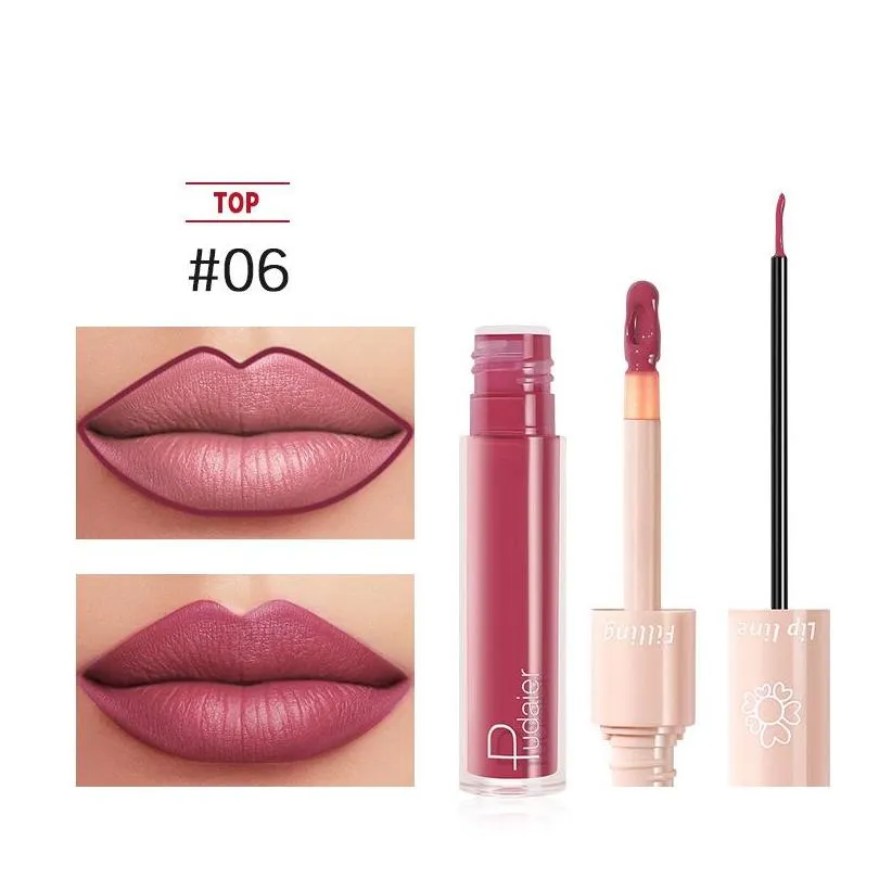 pudaier doubleended lipgloss lips makeup waterproof matte lip gloss lip liner pencil nude matte liquid lipsticks