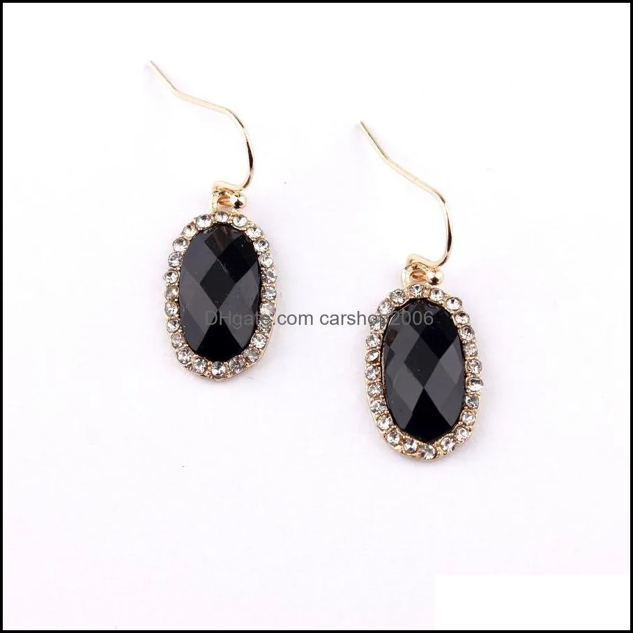 gold designer faceted acrylic oval charms earrings for women small rhinestone resin dangle earring boutique jewelry christmas gifts