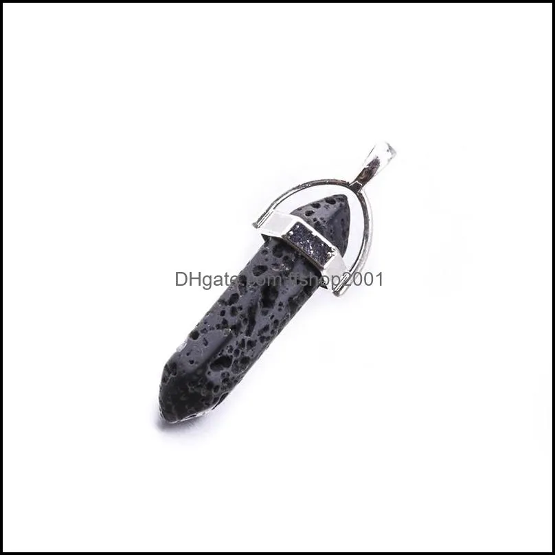 natural lava volcanic rock stone pillar shape charms point chakra pendants for jewelry making ffshop2001