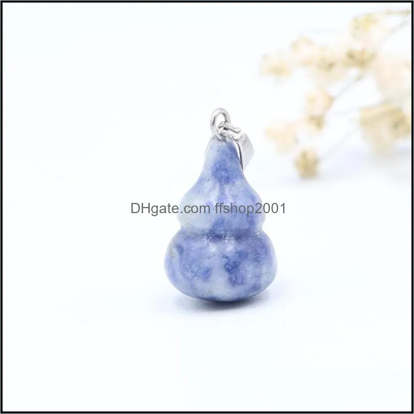 gourd shape natural stone pendant hang decorations reiki healing chakra rose quartz crystal pendulo charms for necklace earrings