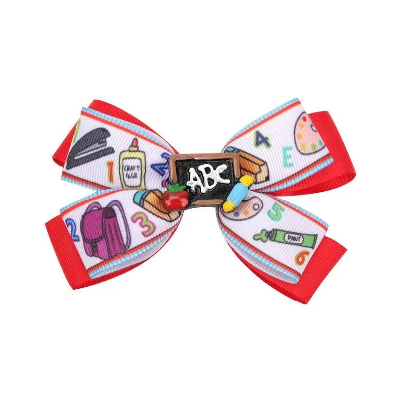 6pcs/lot 4 /4.5 back to school hair bows band for girls pencil  clips hairpins students accessories children headwear