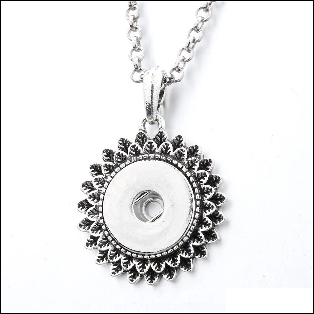 fashion crystal snap button necklace round geometric pendant diy 18mm ginger snap buttons gift party necklaces jewelry