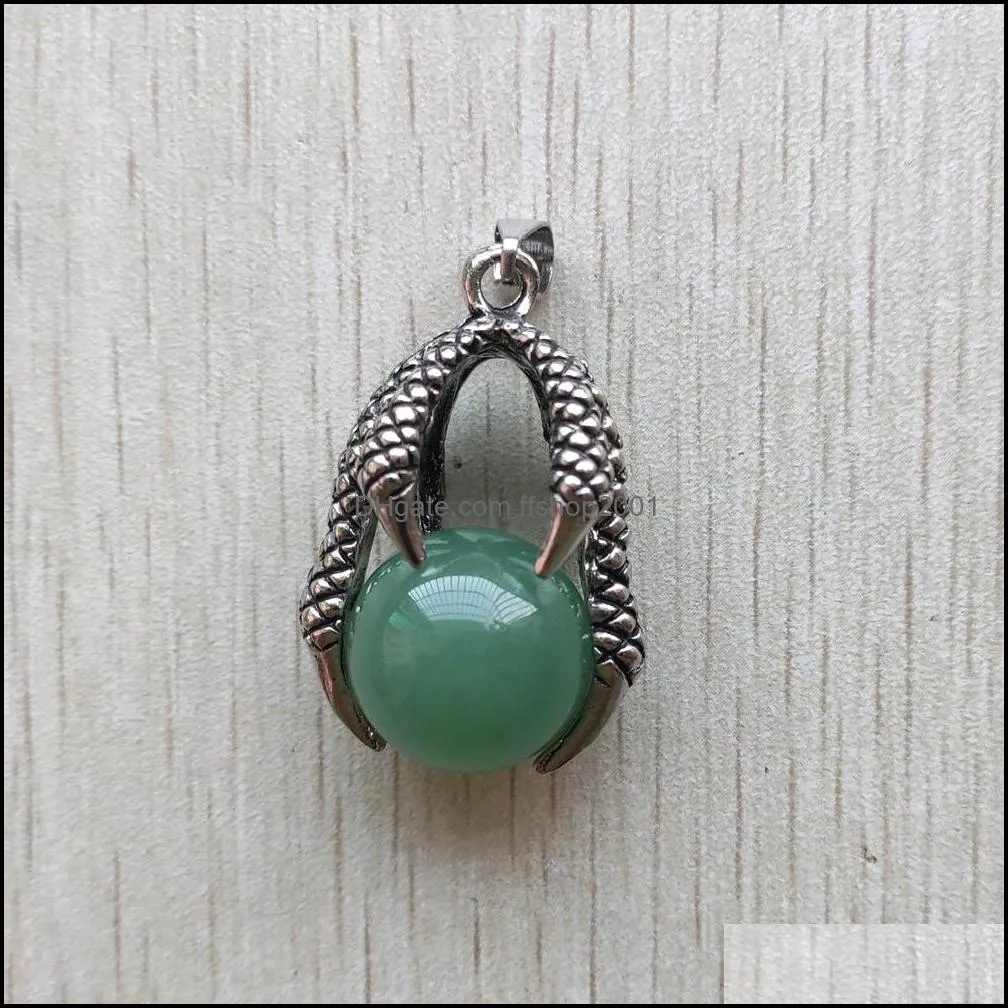 dragon claw hold charm natural stone round beads pendants for jewelry making necklace ffshop2001