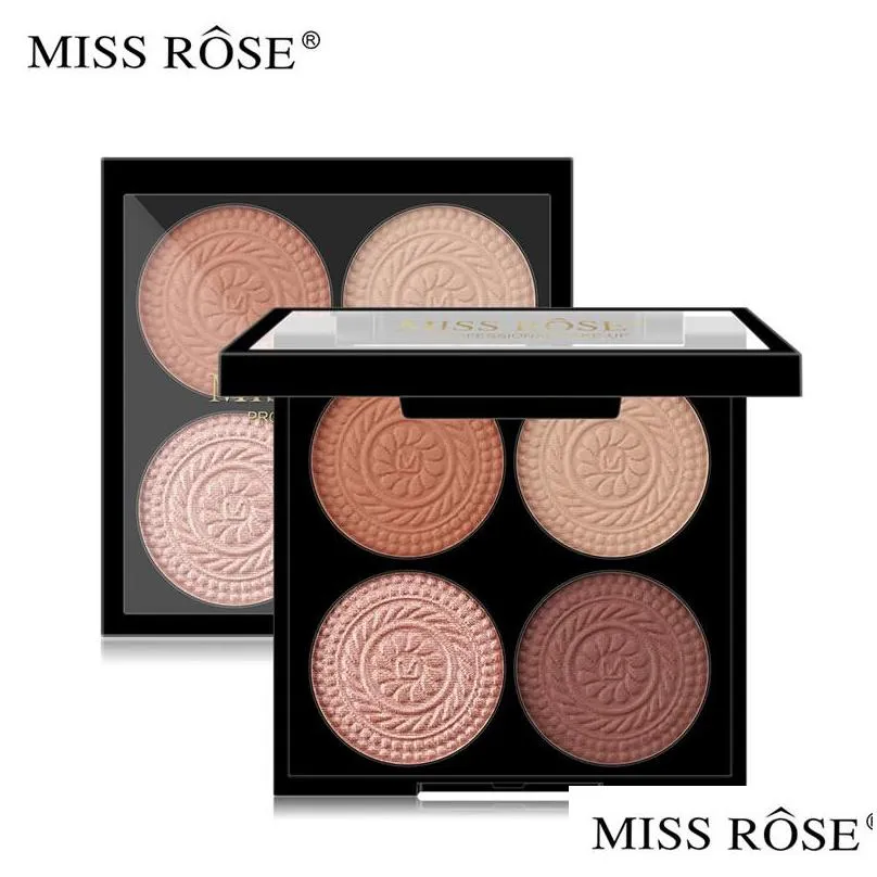 miss rose 4 color matte shimmer eyeshadow palette diamond glitter waterproof pigment highlighter eye shadow powder eye makeup