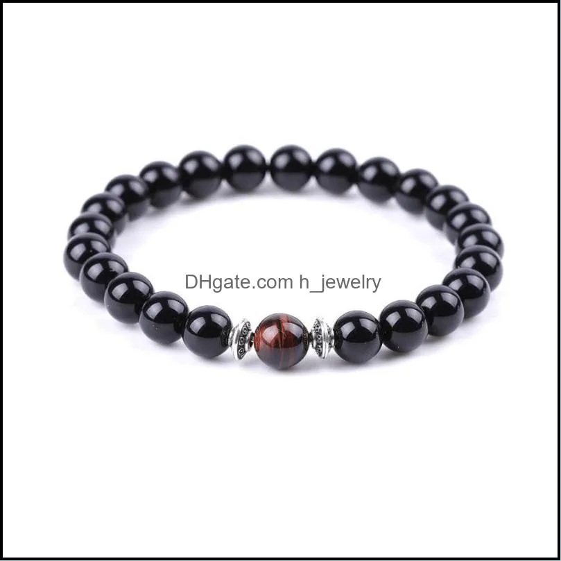 men red tiger eye stone bracelet buddha lotus charms handmade 8mm balck beads bracelets summer women jewelry gift