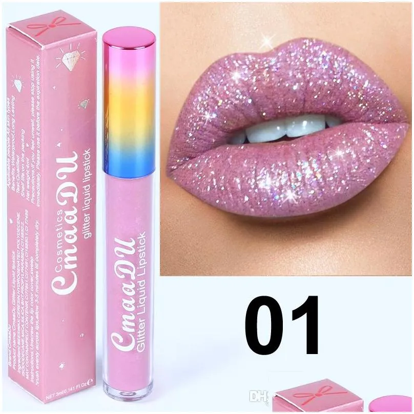 cmaadu glitter flip lip gloss velvet matte lip tint 6 colors waterproof long lasting diamond flash shimmer liquid lipstick