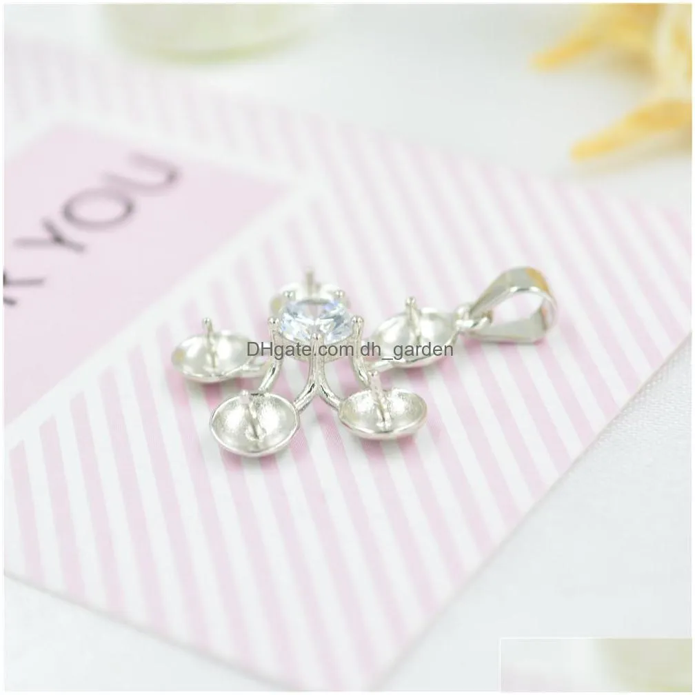 source factory new heart s925 silver dropping female pearl clavicle chain diy accessories sterling silver pearl pendant mountings