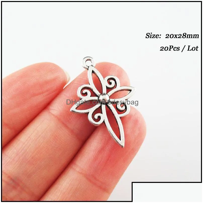 charms fashion flower smooth cross tibetan silver plated pendants for gifts jewelry