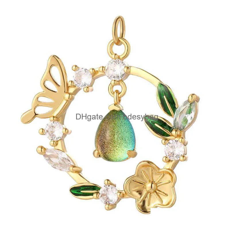 charms butterfly flower gem gold for jewelry supplies crystal real plated diy earring bracelet necklace accessoriescharms