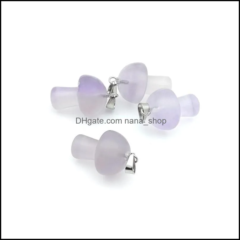 glass stone carving mushroom shape charms pendant reiki healing crystal quartz for women jewelry making wholesale