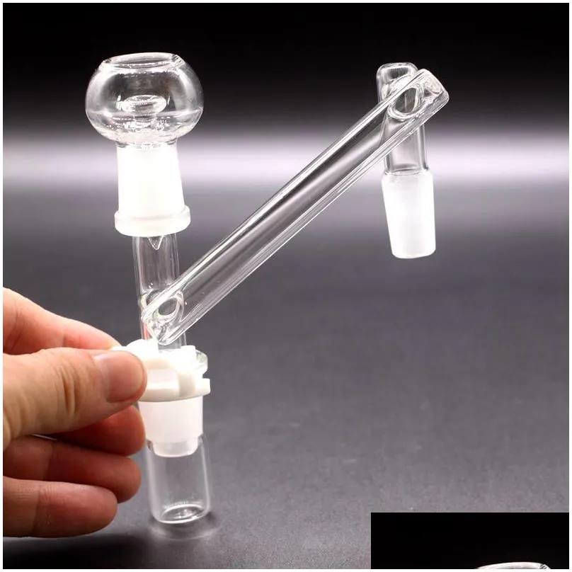 glass drop down adapters 3 joint reclaim ash catcher adapter for hookahs glass bong oil rigs 14.4mm or 18.8mm with keck clip
