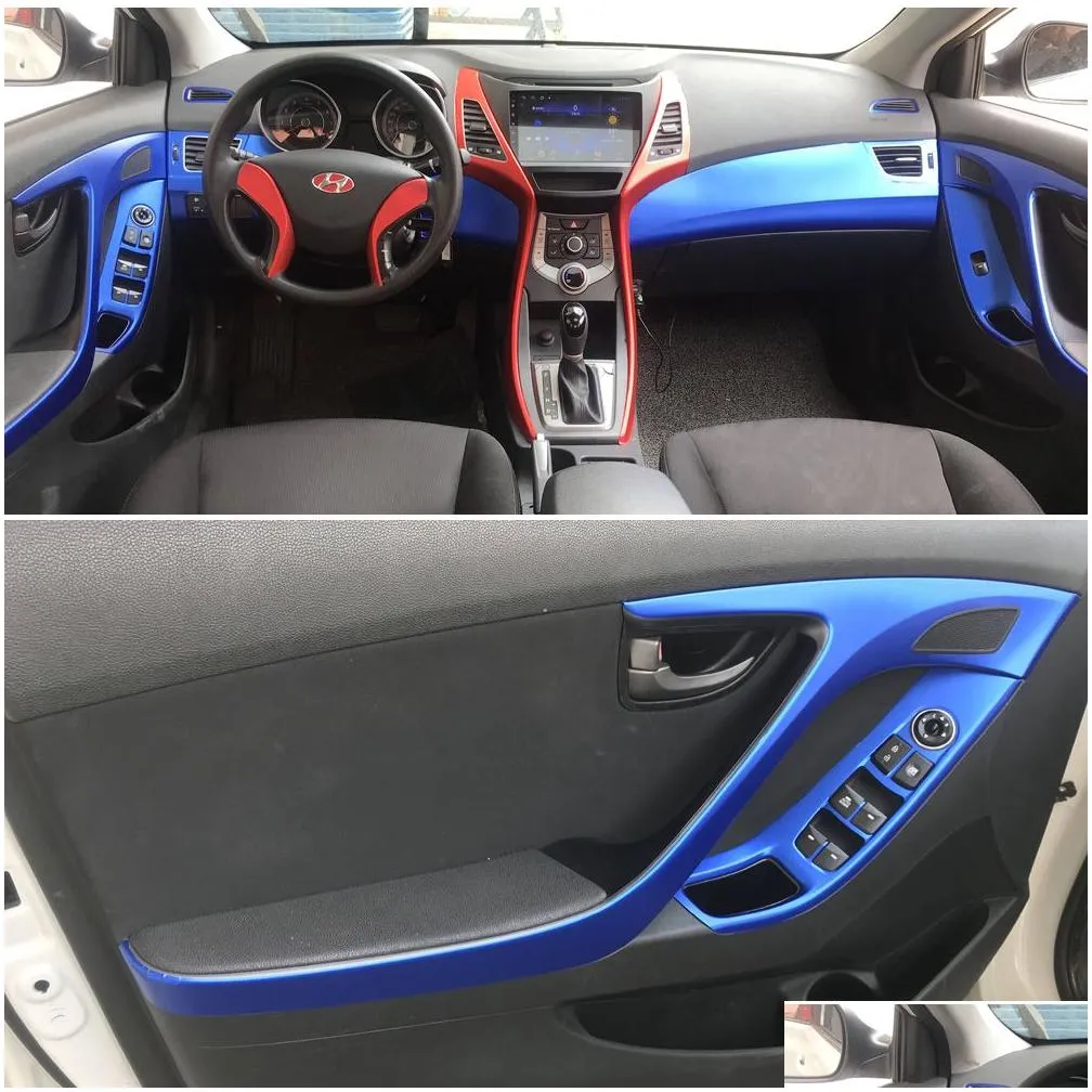 for hyundai elantra md 20122016 interior central control panel door handle carbon fiber stickers decals car styling accessorie