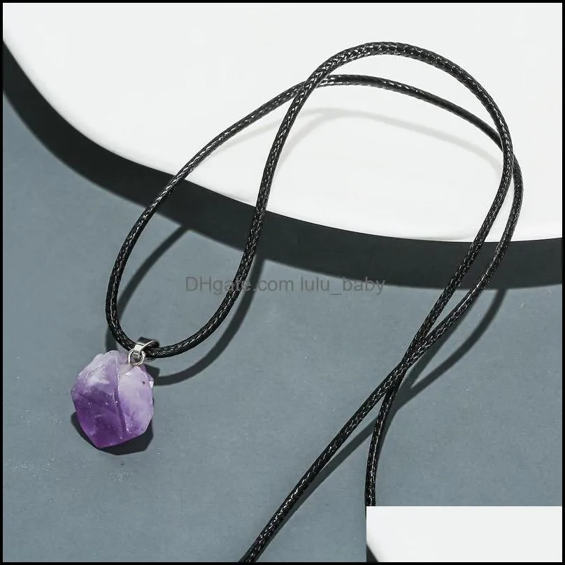 natural stone irregular amethyst crystal pendant necklace for women jewelr lulubaby