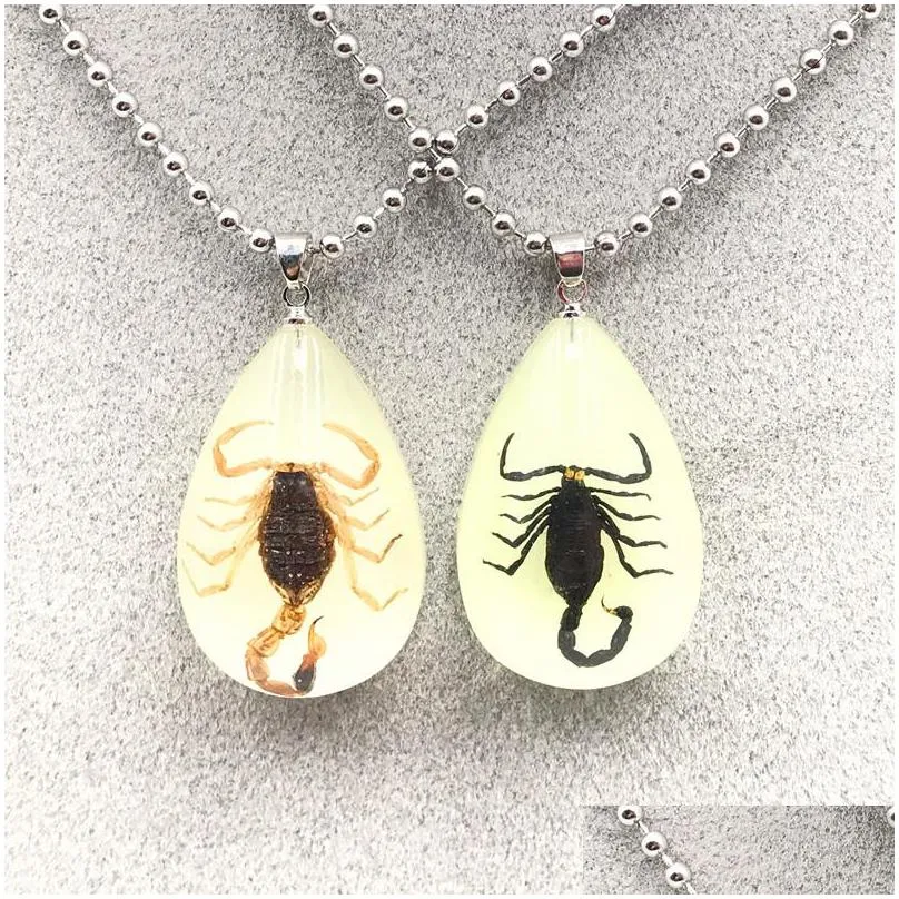 fashion black brown imitation amber real scorpion jewelry pendant necklaces for men women love gifts glows in the dark