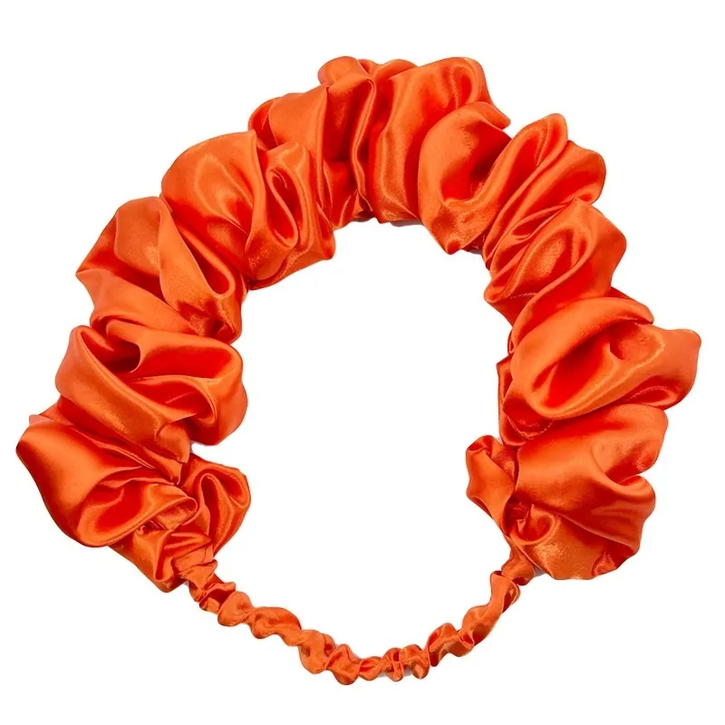 Wide Ruffled Headbands Women Silk Satin Scrunchie Headband /