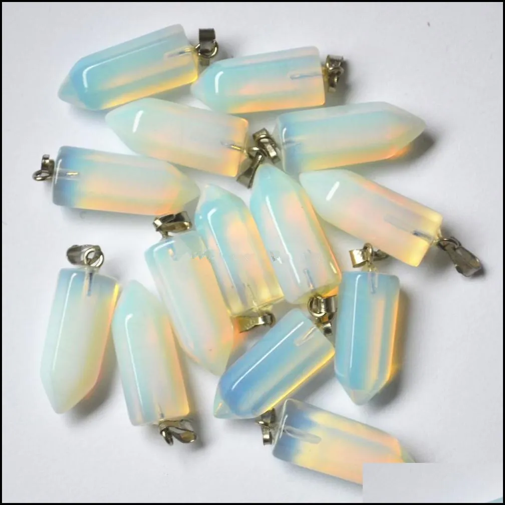 assorted mixed natural stone charms bullet pendant chakras hexagon prism for diy making necklace jewellery