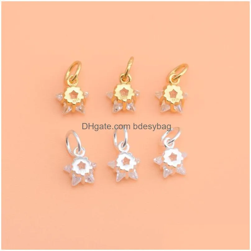 charms sterling silver diamond zircon accessories mini small star pentagram pendant bracelet necklace creative handmade