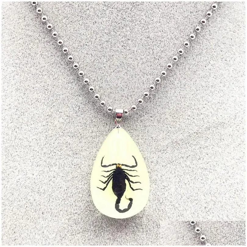 fashion black brown imitation amber real scorpion jewelry pendant necklaces for men women love gifts glows in the dark